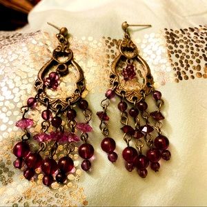 Vintage purple dangling bead earrings